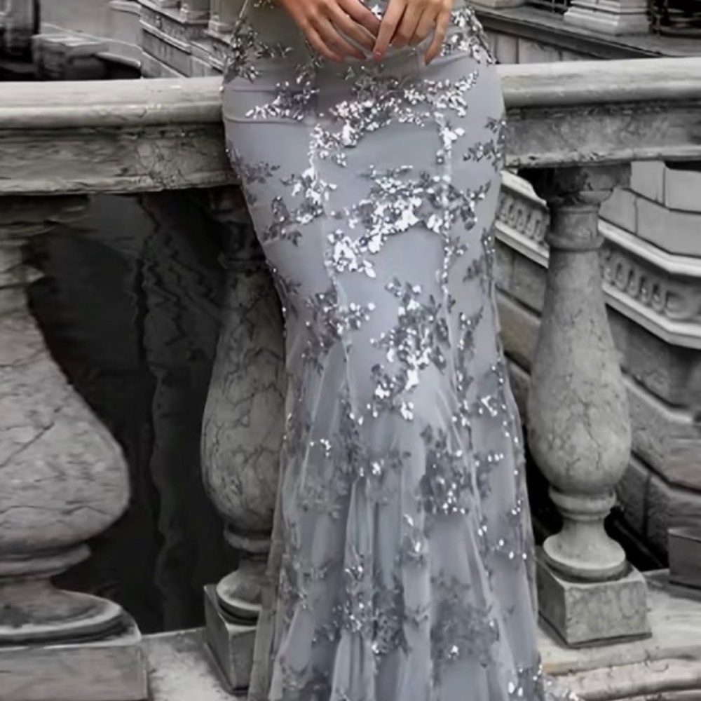 Glamorous Silver Sequin Maxi Dress